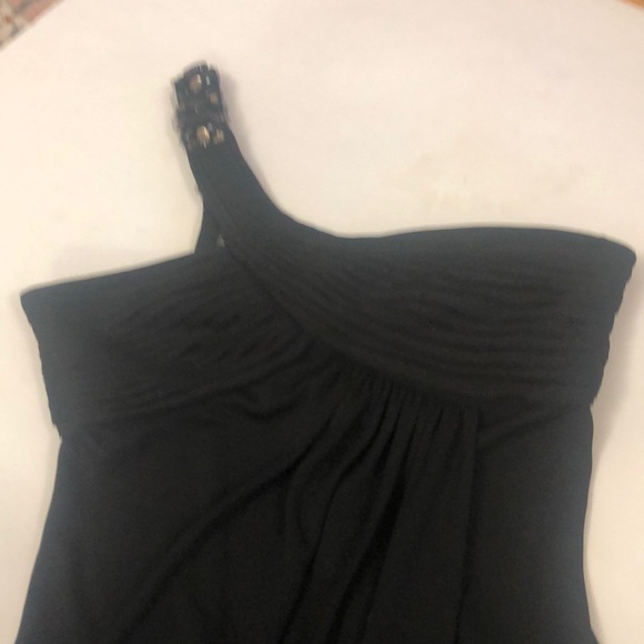BCBG XS Dress Maxi Black Jewel Strap Back Zipper Front Slit Excellent Condition - Picture 8 of 9